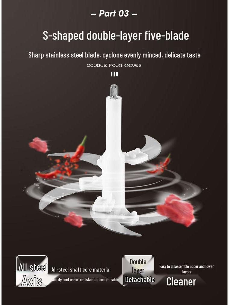 Elektrischer Fleischwolf aus Edelstahl - Große Kapazität, Einstellbares Getriebe, Multifunktional für Wurst, Knoblauch und Püree.