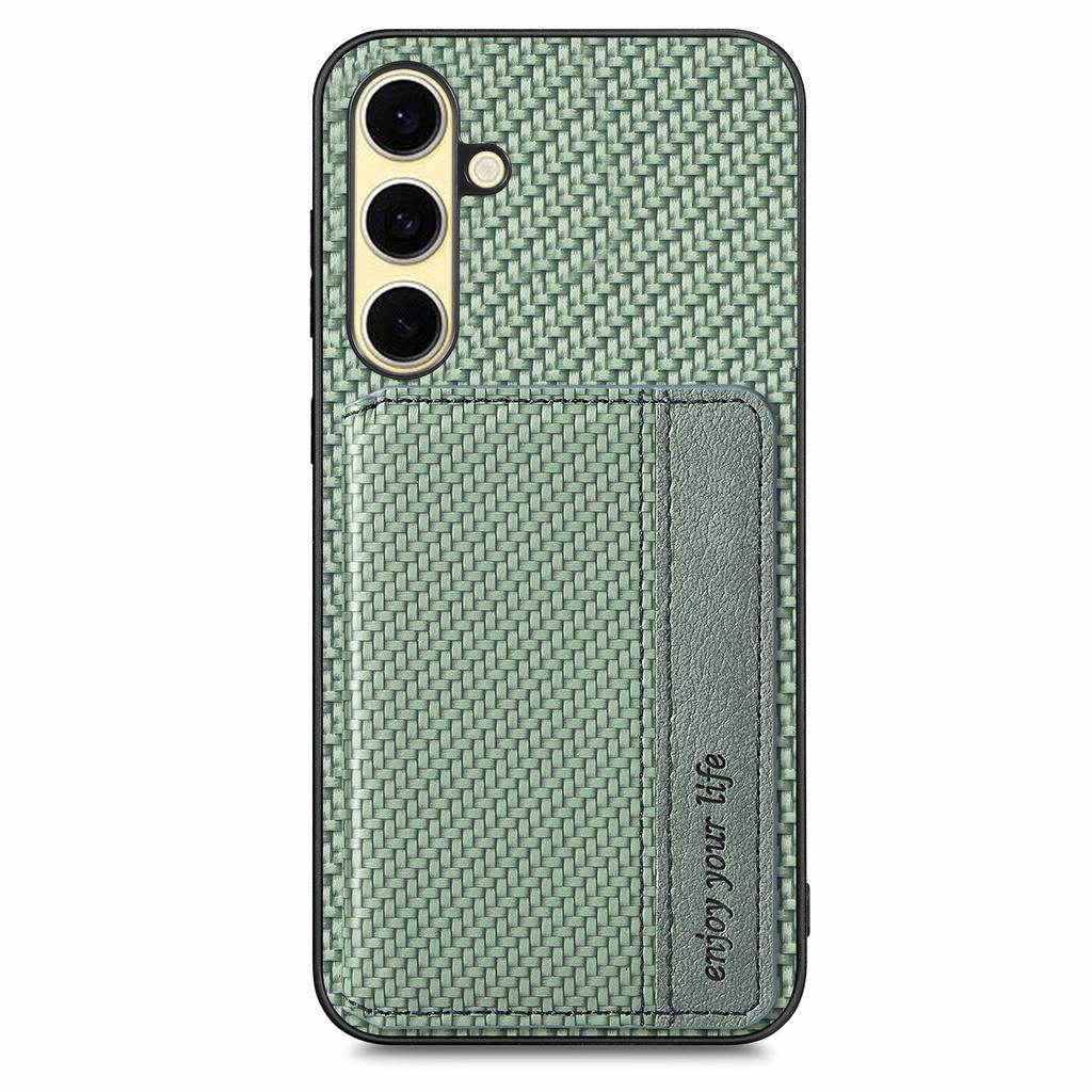For Samsung Galaxy A26 5G Case RFID Blocking Carbon Fiber Leather Phone Back Cover with Card Holder