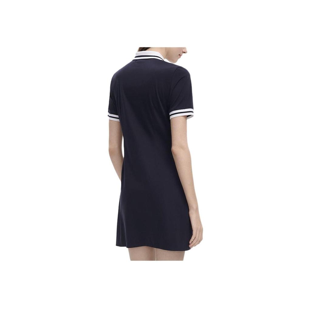 Fila Letter Stripe Fashion Casual Polo Dress Women Dresses Legendary-Blue F11W329302ANV