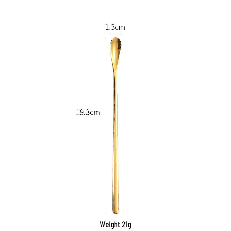 High-Value Golden 304 Stainless Steel Long Handle Mixing Spoon: Ideal for Cocktails, Coffee, Honey, and Ice.