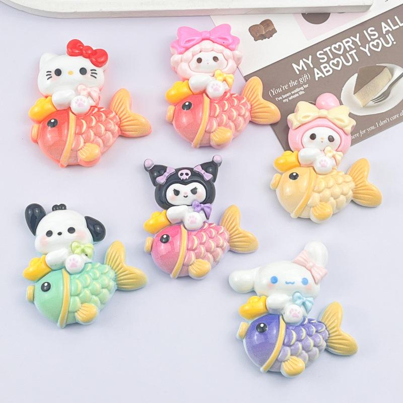 Cartoon DIY Resin Koi Accessories: Handmade Cream Glue Hair Clips, Phone Cases, Shoe Buckles, and Ornaments.