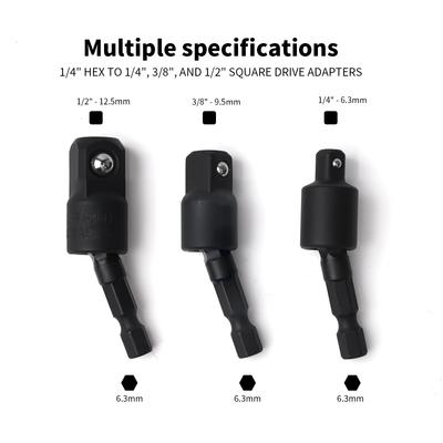 360°electric Drill Air Screwdriver Sleeve Universal Adapter Hexagonal Handle To Square Head Rotary Adapter Connect Rod Tool