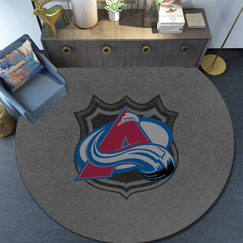 Colorado Avalanche2 Round Area Rug,Carpet Rug for Living Room Bedroom Sofa Playroom Decor,Non-slip Floor Mat