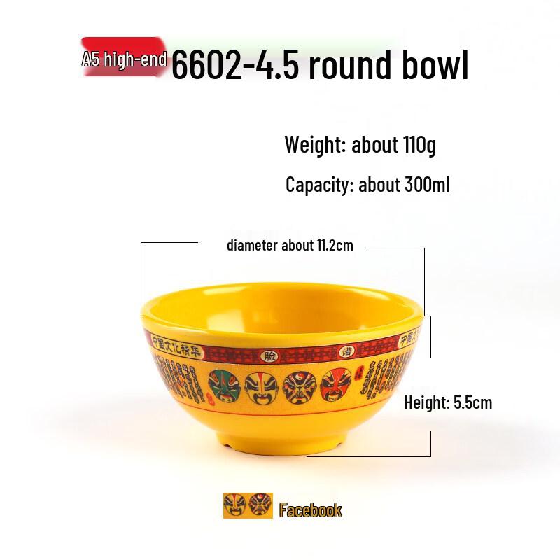 Anyishun Melamine Rice and Soup Bowl - Opera Mask Design