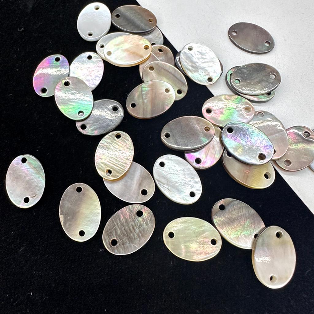20Pcs, Natural Shell Pendant Connector, Handmade Oval Charms Connectors for Jewelry Making DIY Necklace Accessories