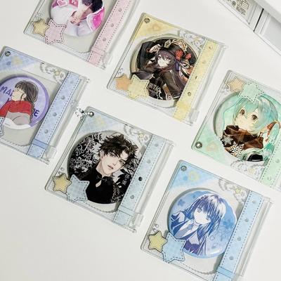 Japonský INS Star kostkovaný PVC držák odznaku 58~78mm odznak s kulatým kolíkem Zkrášlení průhledného displeje Kapesní roztomilý kreslený přívěsek na tašku