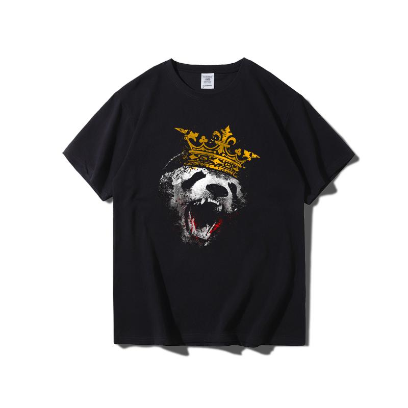 

Men Premium Cotton King Panda Print Tees Funny Harajuku Style Combed Cotton Tshirt