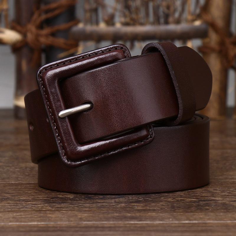 Anti-Allergy Belt Men's Leather Pin Buckle First Layer Cowhide Simple All-Match Business Youth Casual Pants Belt