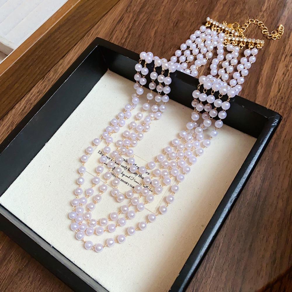 Pearl Multi-layered Pearl Necklace Jewelry Pearl Choker Daily Korean Pearl Necklace  Women