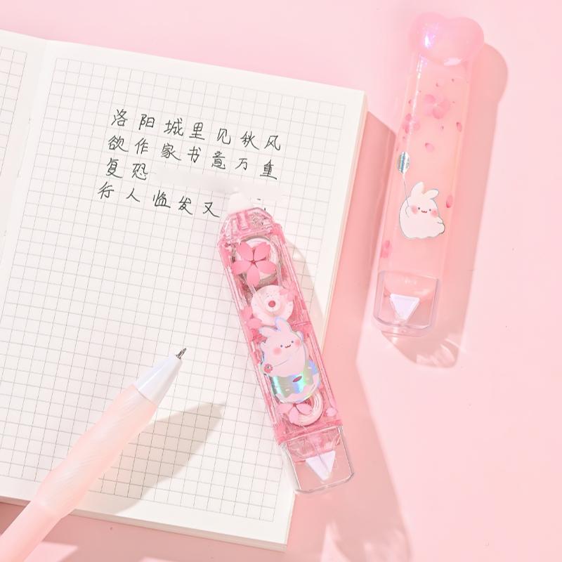 1pcs BuYoYO Correction Tape Glue Tape 2 In 1, Kawaii Rabbit Cherry Blossom Double Sided Design