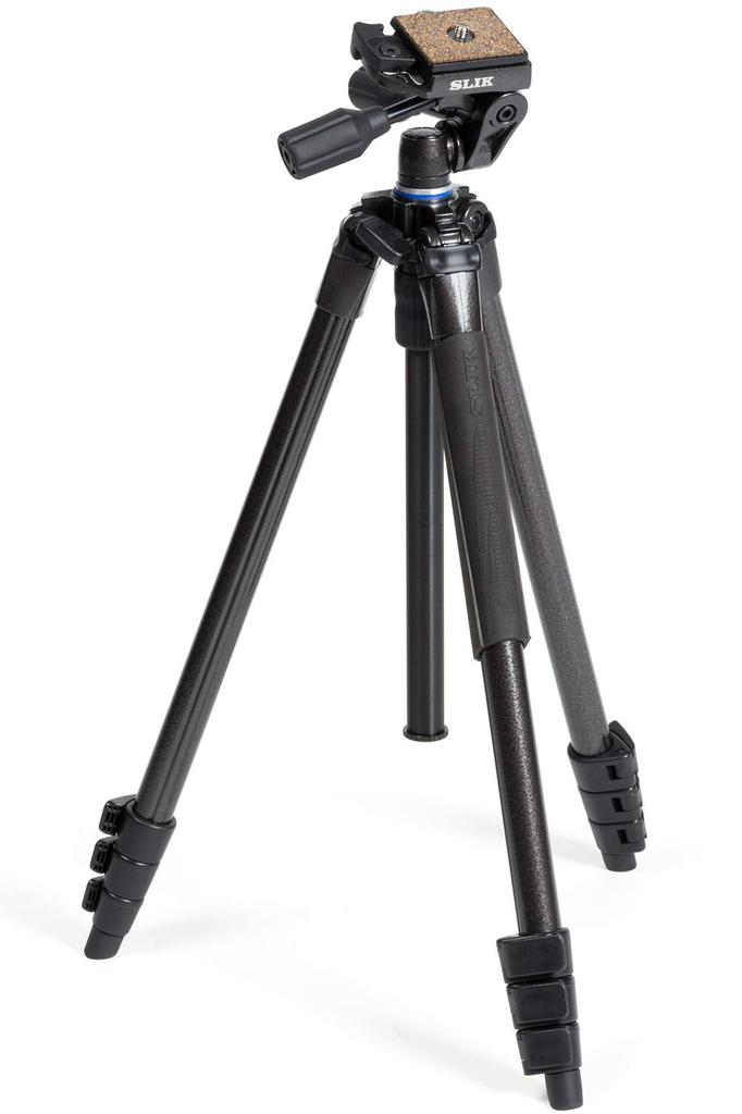 SLIK Sprint Digital Black Hammer Quick Shoe 107140 Tripod, 4-Section, Lever-Lock, 3-Way Head, Tone, Attachment,