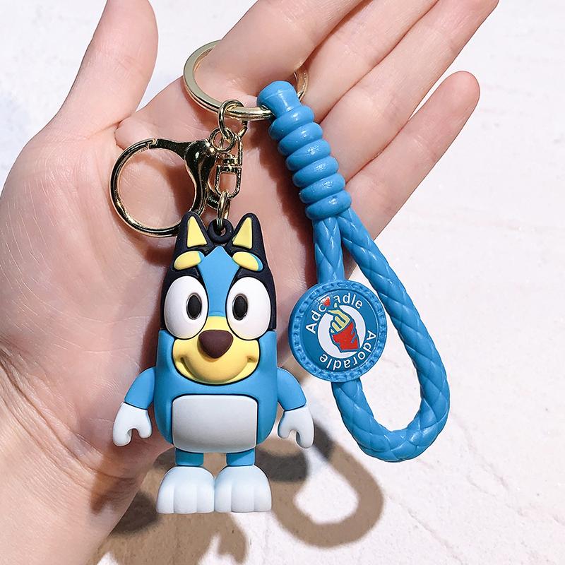 Bluey And Bingo Cute Cartoon PVC Model Dolls Keychain Car Keyring Decoration Backpack Pendant Children Birthay Gift
