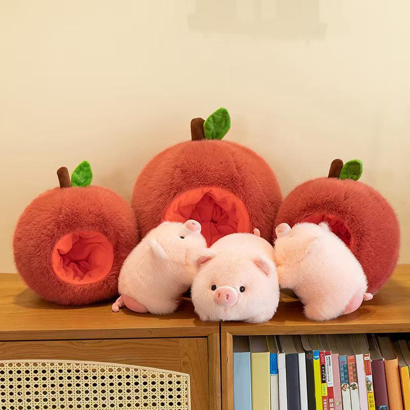The  Able Apple Pig Plush Toy Doll Cute Pig Doll Detachable Throw Pillow Doll Gift Grabber Doll