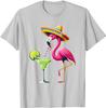 Flamingo Drinking Margarita Mexican Poncho Cinco De Mayo T-Shirt Tacos Tequila Pride Mexican Festival Party Clothes Novelty Gift