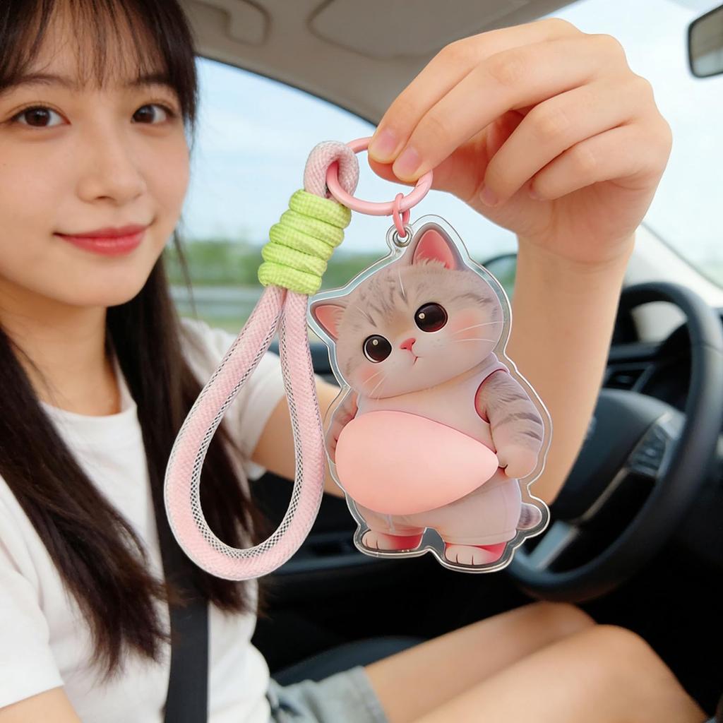Tummy Squeeze Fat Dog Cat Shiba Soft Stress Fat Cat 3D Bag for Girls Gift [TIKLO] Keychain, & Keychain, 3D Inu, Tummy, Squishy, Cute, Mochi-like,