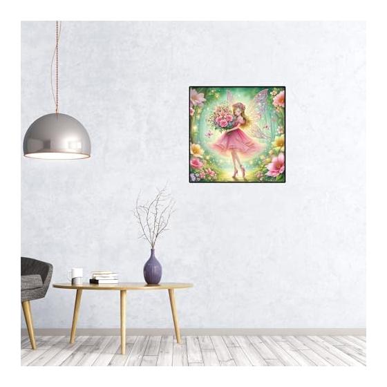JISHSHAY Diamond Art Kit Princess 40x40cm Diamond Art Butterfly Princess Girl Beautiful Handicraft Kit 5D Diamond Art Butterfly Painting Kit Handmade