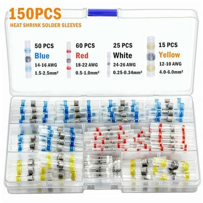 500/200/150/100/50Pcs Solder Seal Wire Connectors Kit Heat Shrink Butt Connectors Waterproof Insulated Electrical Wire