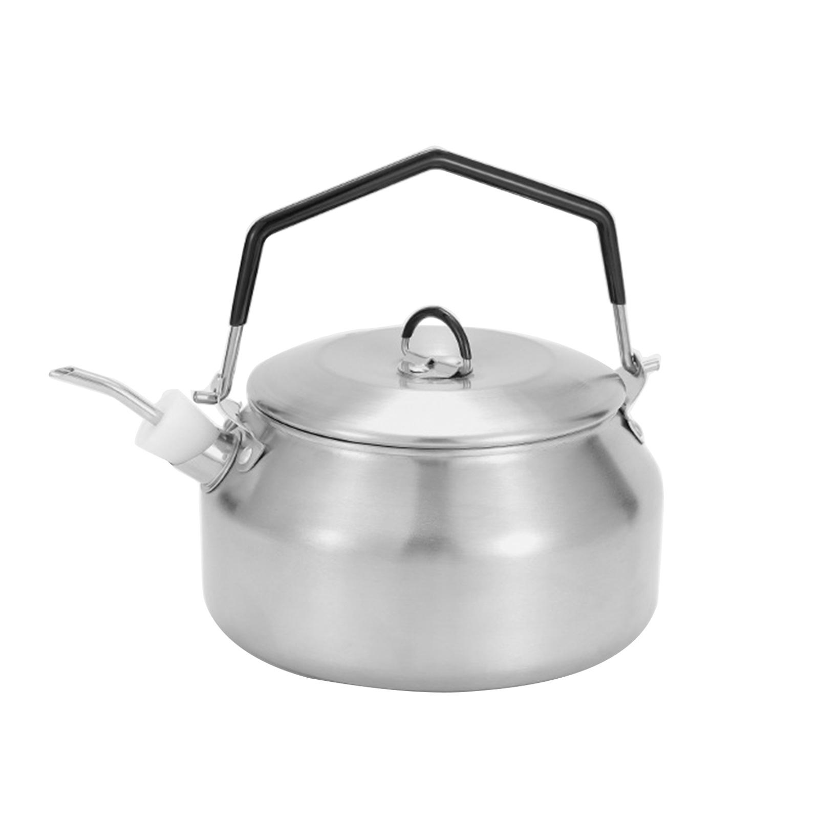Camping Tea Kettle, 1 Litre Stainless Steel Camp Coffee Pot, Lightweight Camp Kettle, Camp Teapot for Outdoor Campfire серебряный