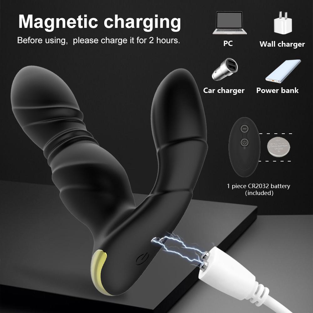 Teleskopický anální vibrátor Mužský masážní přístroj na prostatu Vibrační anální hračky Dildosex hračky Vaginální stimulátor erotická pomůcka pro ženy