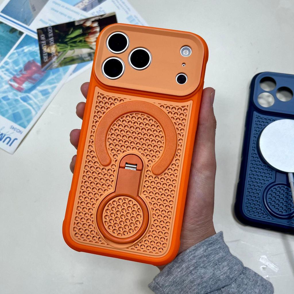 iPhone 17 Pro Max Magnetic Case with 360° Rotating Stand & Heat Dissipation