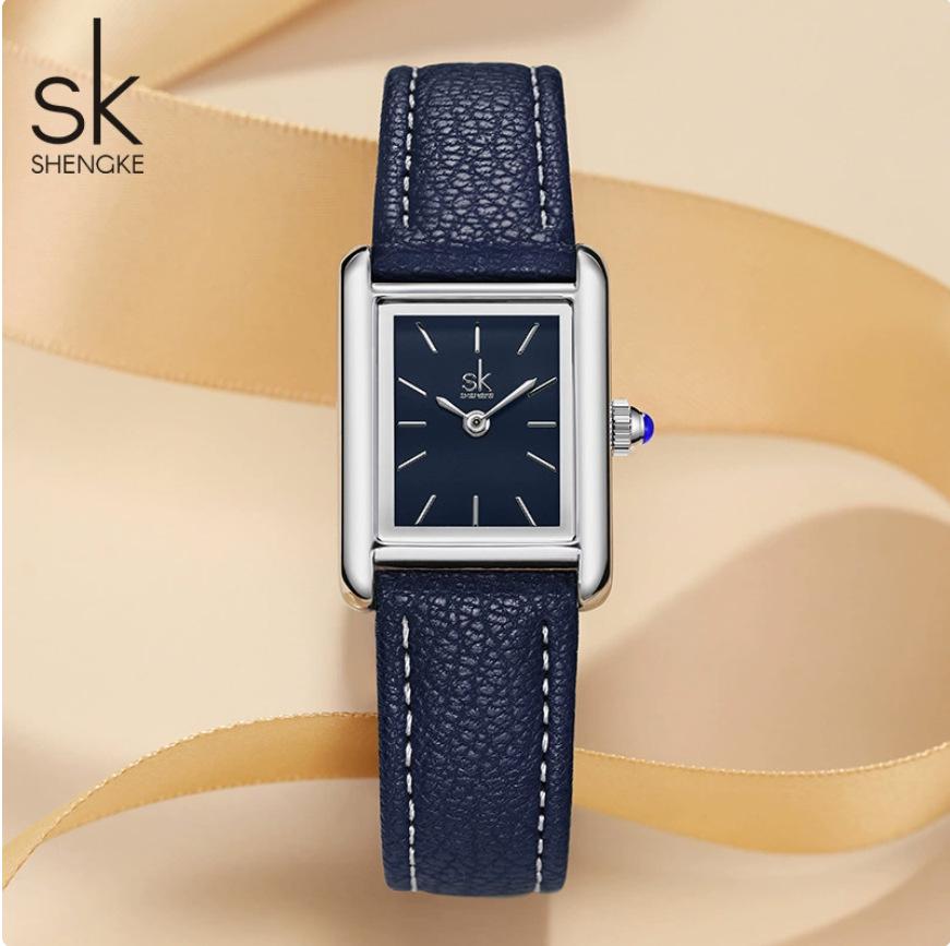 Women's Square Quartz Watch with Genuine Leather Strap – Simple, Fashionable & High-End Feel