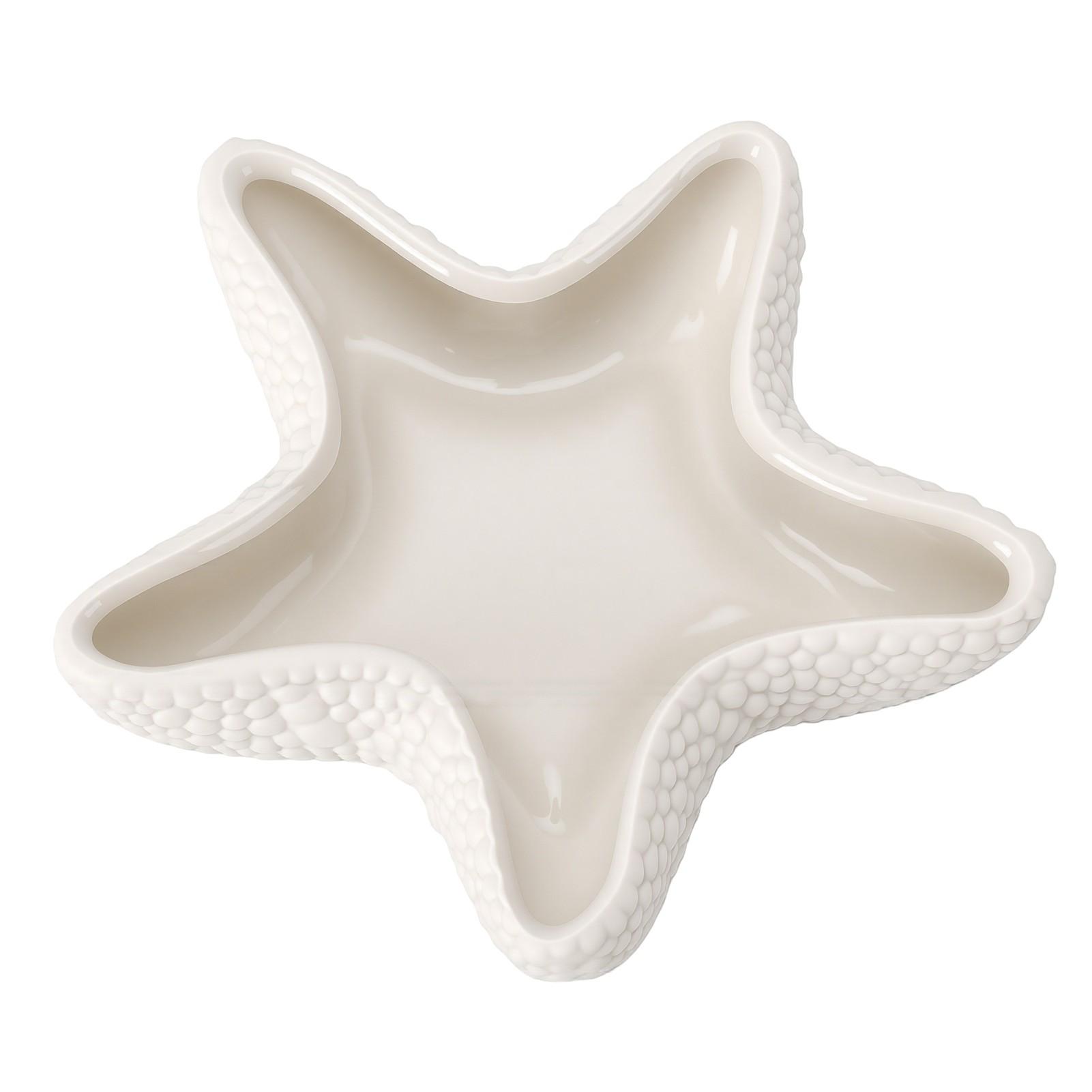 Zeester Sieraden Schaal Schaal Oceaan Thema Decoratieve Keramische Ring Schaal Houder voor Ketting Oorbellen wit