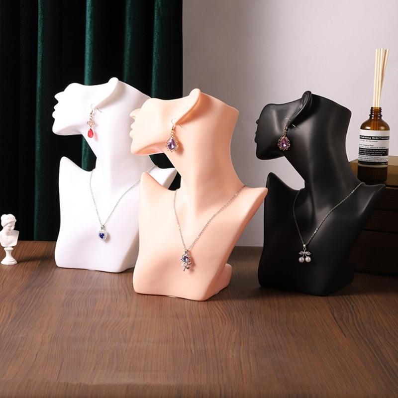 Versatile Mannequin Necklace Earring Ring Holder for Home and Shop Jewelry Presentation Featuring PVC Build
