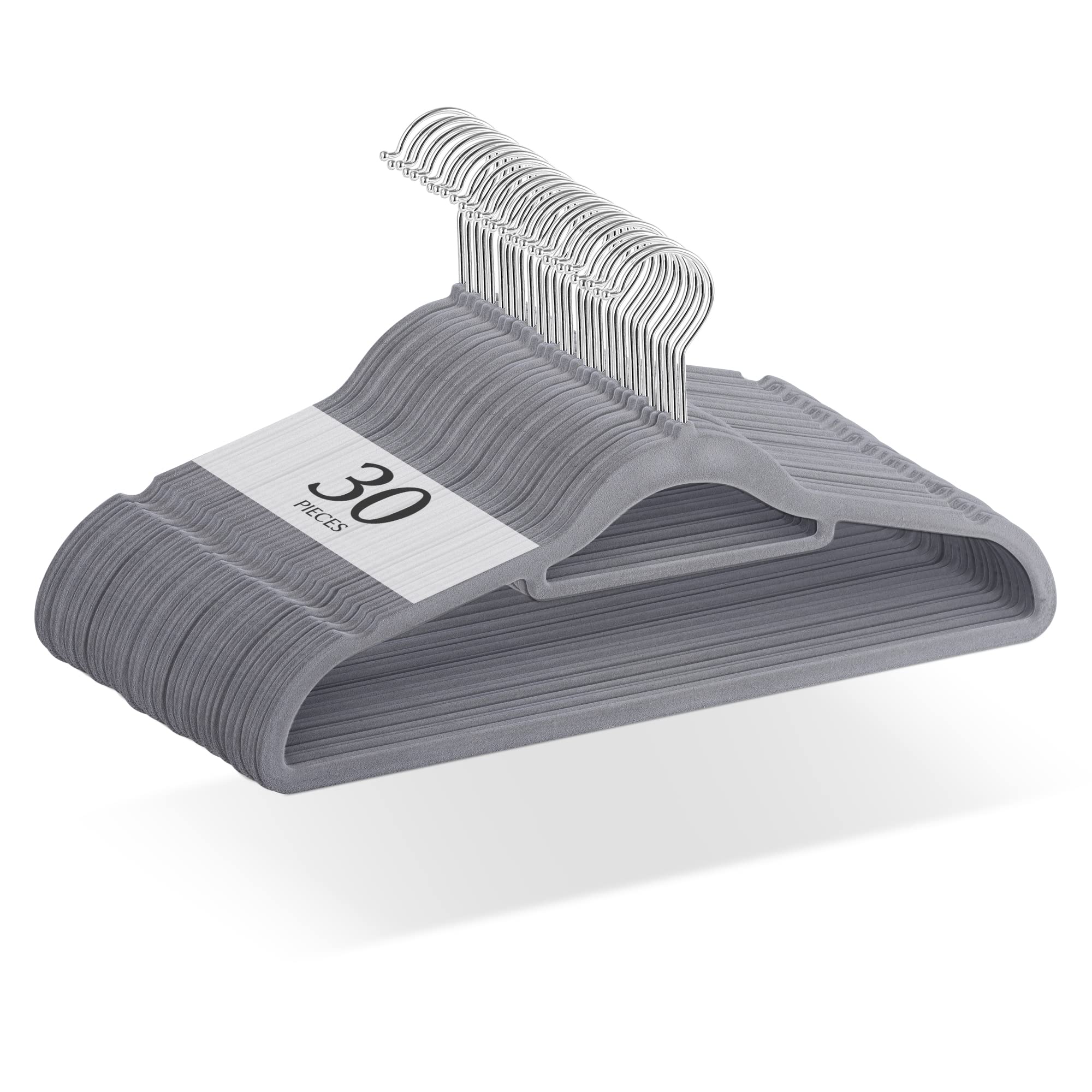 TITIROBA Velvet 22AB034 Non-Slip, Anti-Slip Hangers, 30-Pack, Gray, серый