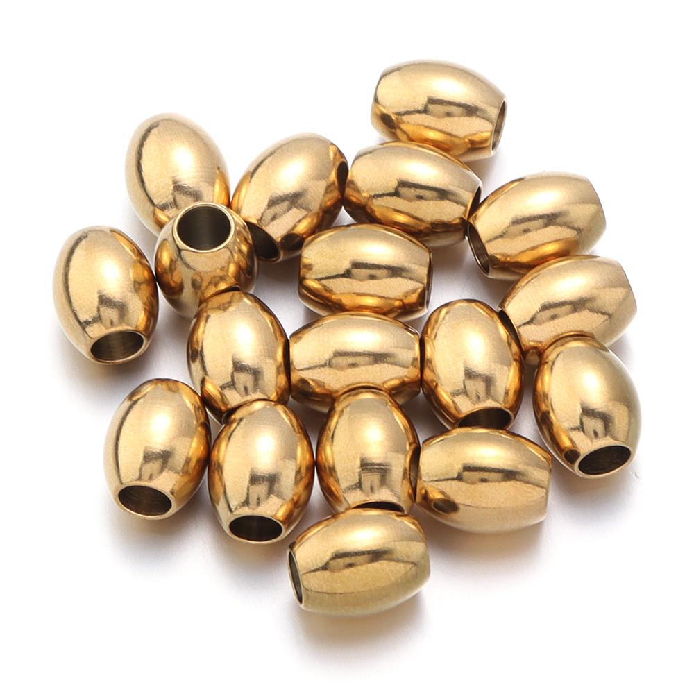 20-50pcs Metal Seed Beads Oval Cylinder Stainless Steel Big Hole Spacer Loose Beads For Jewelry Making DIY Necklace Bracelet