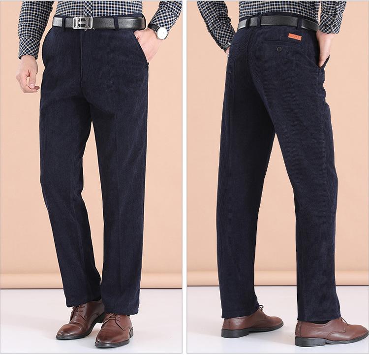 Men's Autumn/Winter Chenille Corduroy Pants - High Waist, Straight Leg, Loose Fit, Casual Pants for Middle-aged and Elderly