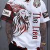 Bella T-shirt da uomo a maniche corte con scollo rotondo, stampa 3D con leone, moda casual da strada, taglia grande, T-shirt sportiva