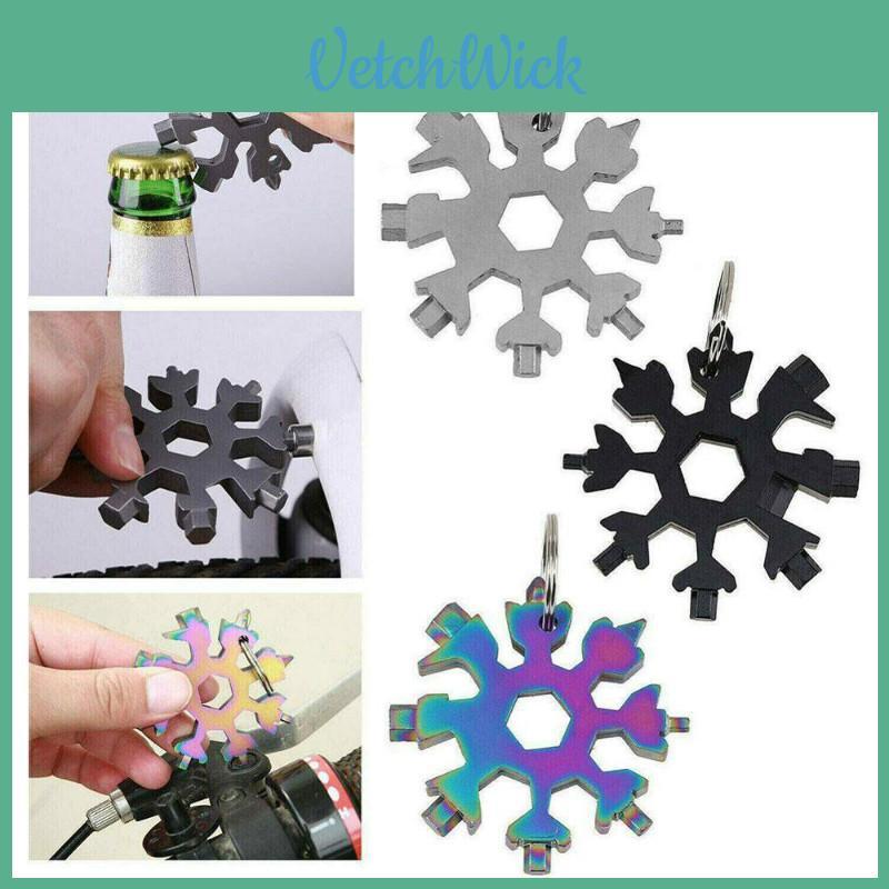 Portable 18 In 1 Snowflake Multi Tool With Stainless Steel Construction And Free Key Chain