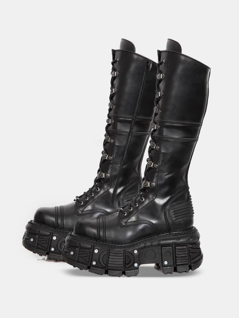 Fashion Vintage Rivet Women Trouser Legs High Boots Fashion Punk Style Shoes Autumn Winter Thick Heel Ladies Knight Long Booties