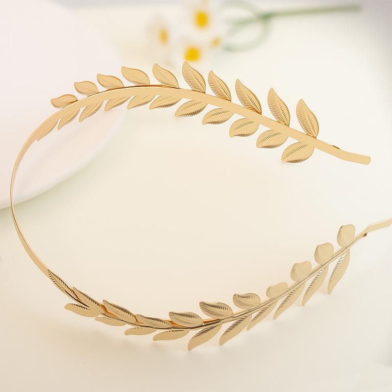 Retro Gold Color Leaf Headband Headpiece Crown Tiara Headdress Goddess Greek Head Jewelry Bride Wedding Hair Accessories