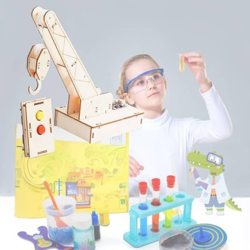 Expérience Scientifique DIY Grue à Commande à Distance par Induction Infrarouge Matériau en Bois