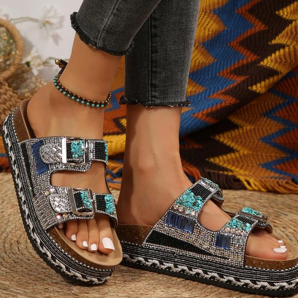 Fashion Women's Thick-soled Flip Flops Outdoor Beach Slippers Summer Glitter Sports Shoes Women's Sandals New Fashion Home Shoes