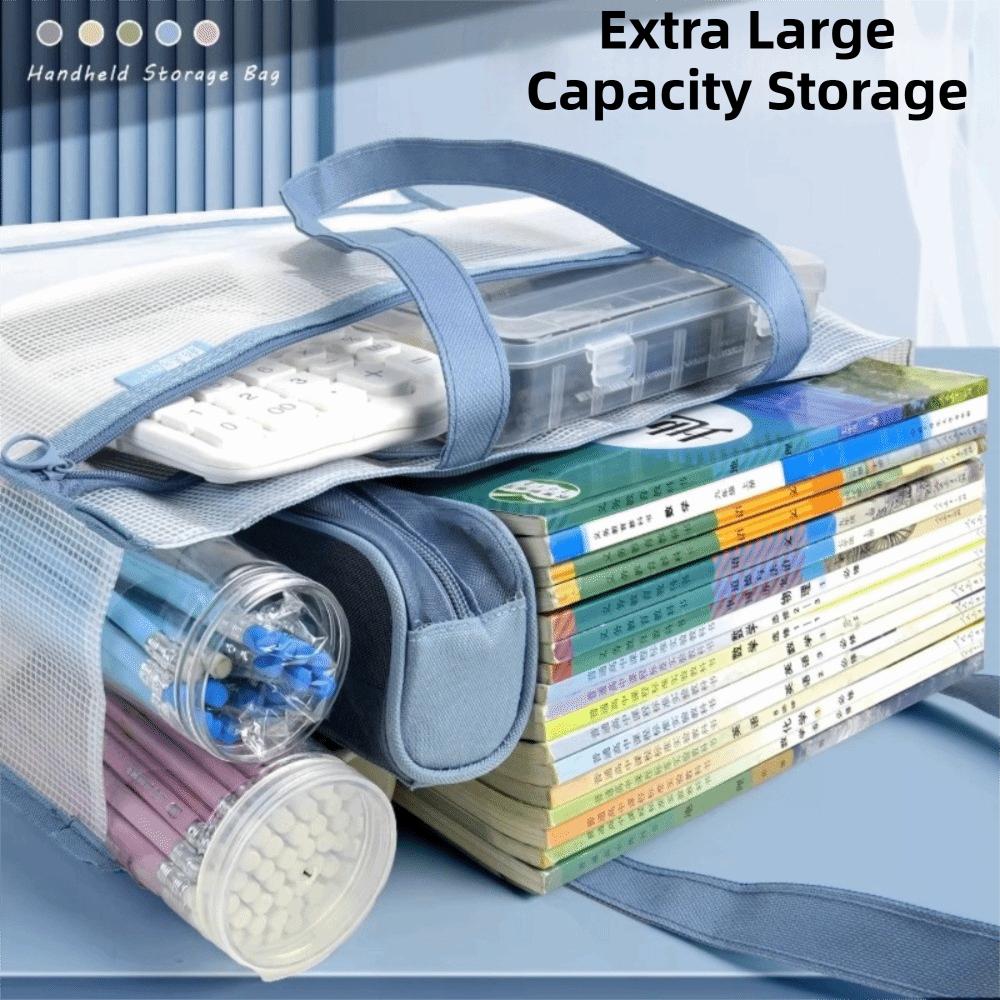 Large Capacity Mesh Art Bag Transparent File Storage Bag Reusable Test Paper Bag Student