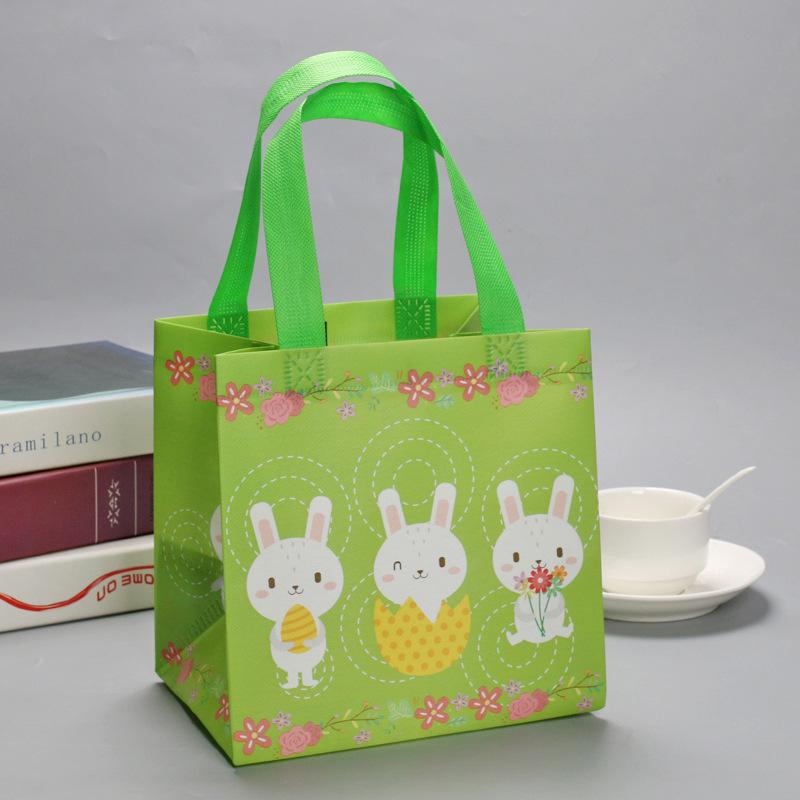 Egg Bunny Easter Gift Tote Bags Laminating Nonwoven Environmental Shopping Bags Large Capacity Dust Moisture-Proof Firm Handbag