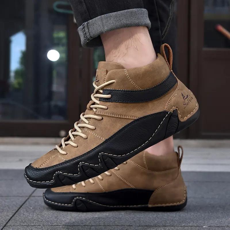 Fashion Leather Casual Shoes Sneakers for Men Fashion Outdoor Walking Loafers Shoes Comfortable Footwear Luxury Man Boots 2025 Size 48