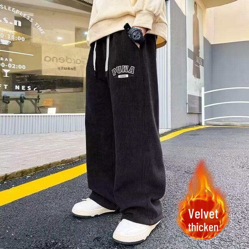

Autumn & Winter Boys Plus Velvet Casual Straight-Leg Pants 170cm (95-115 lbs)