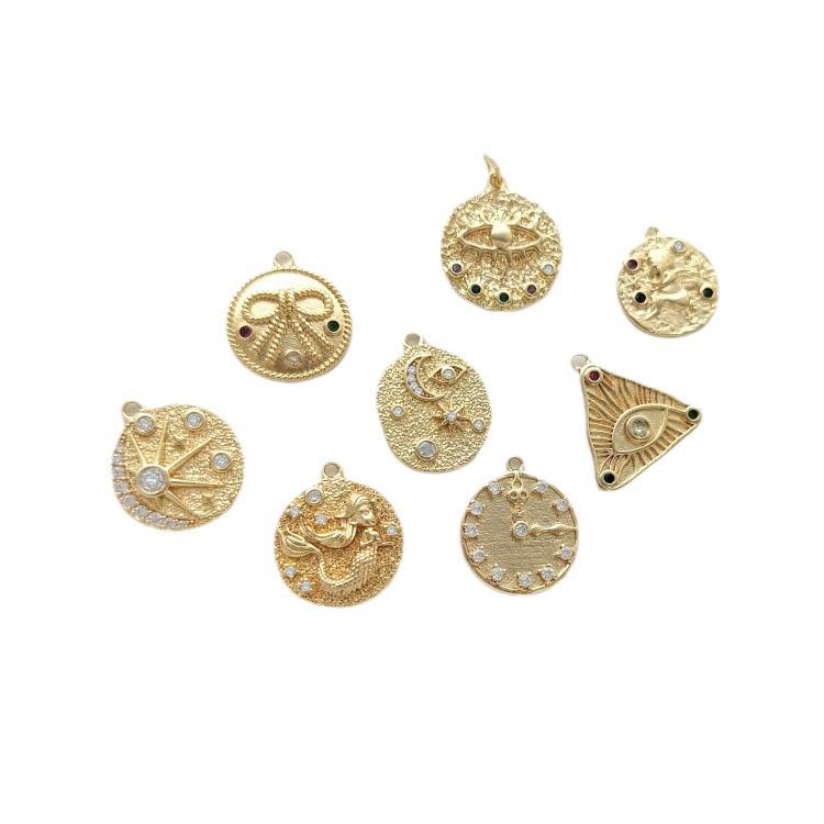 14K Gold-Filled Zircon Star Moon Pendant Charm
