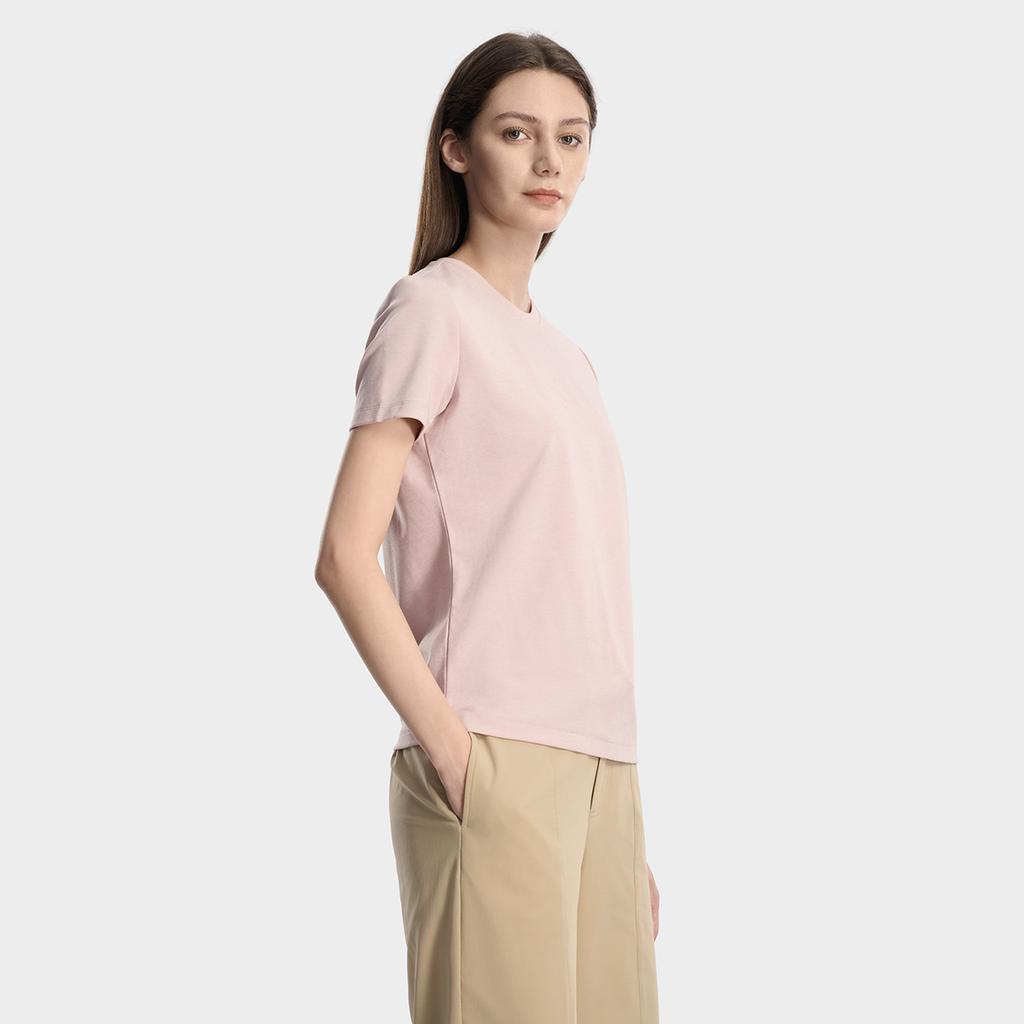 FILA Milano Series Fashion Simple Comfortable Classic Retro Sports Casual Short Sleeve T-Shirt Women tops Nude-Pink F11W615101FPK