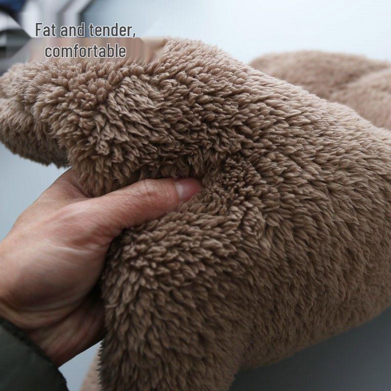 Double-Sided Plush Coral Fleece Round Neck Sweatshirt - Men's Plus Size, Autumn/Winter Trendy Warm Pullover Jacket.