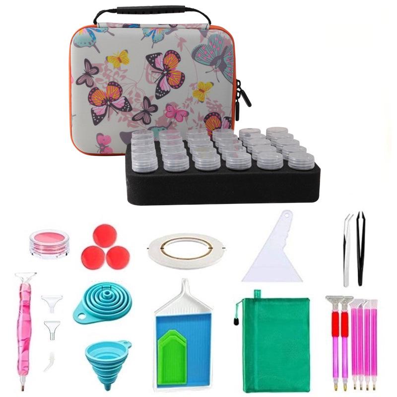 60-Grid Storage Bag for Diamond Painting Drills with Bottles and Dotting Tool Kit
