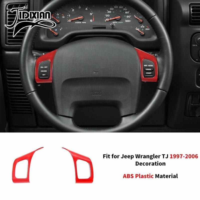 JIDIXIAN Red ABS Interior Decoration Trim Fit for Jeep Wrangler TJ 1997-2006 Car Instrument Panel Horn A/C Switch Accessories we1