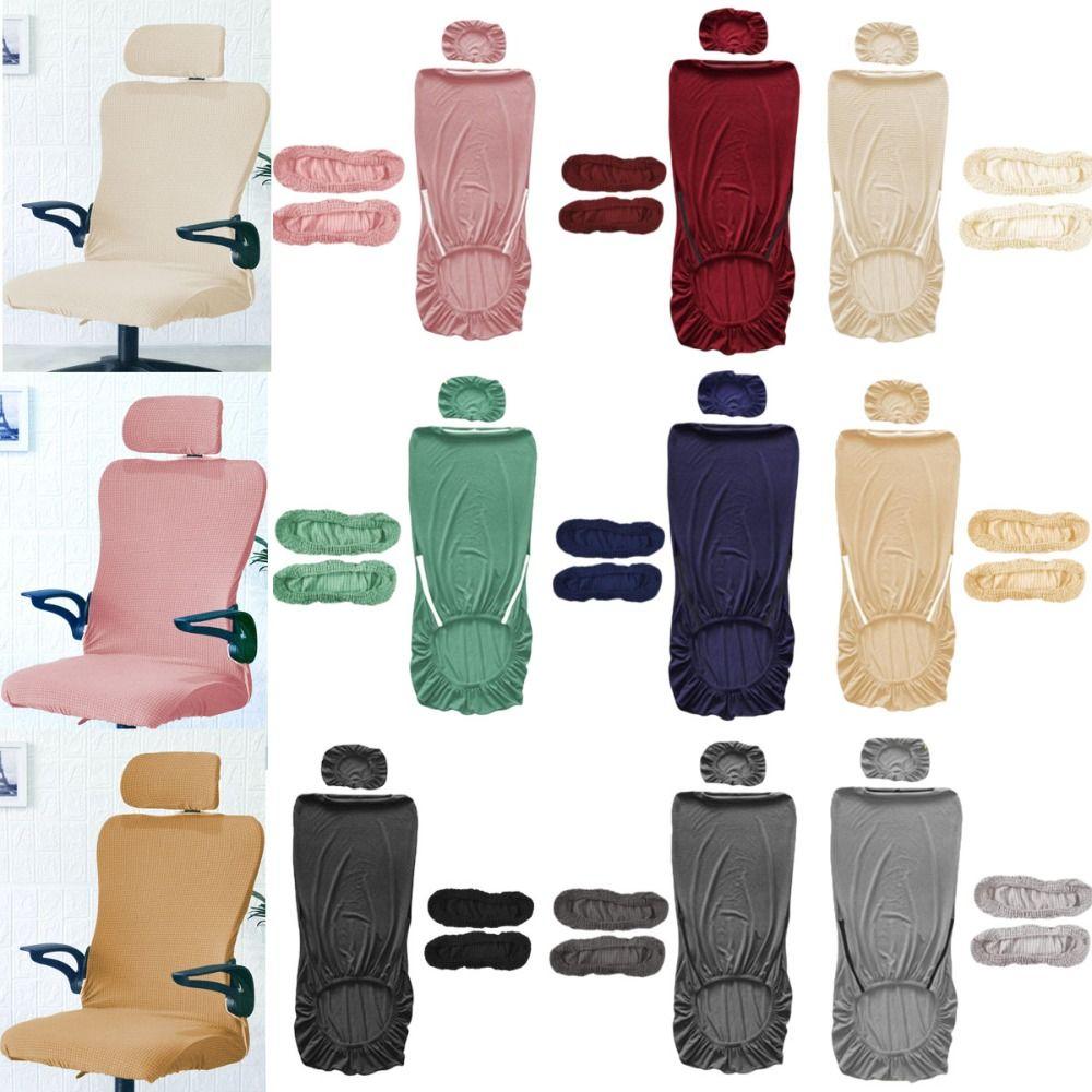 Neuer Elastischer Bürostuhlbezug Einfarbig Kopfstützbezug Gaming Stuhlbezug Waschbarer Computer Drehstuhlbezug