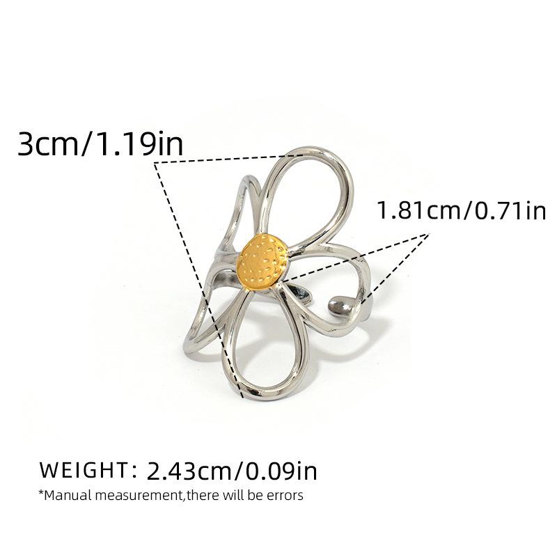 

LATS Stainless Steel Hollow Daisy Flower Open Rings for Women Fashion Two colors Anti Allergic Rust Jewelry resizable