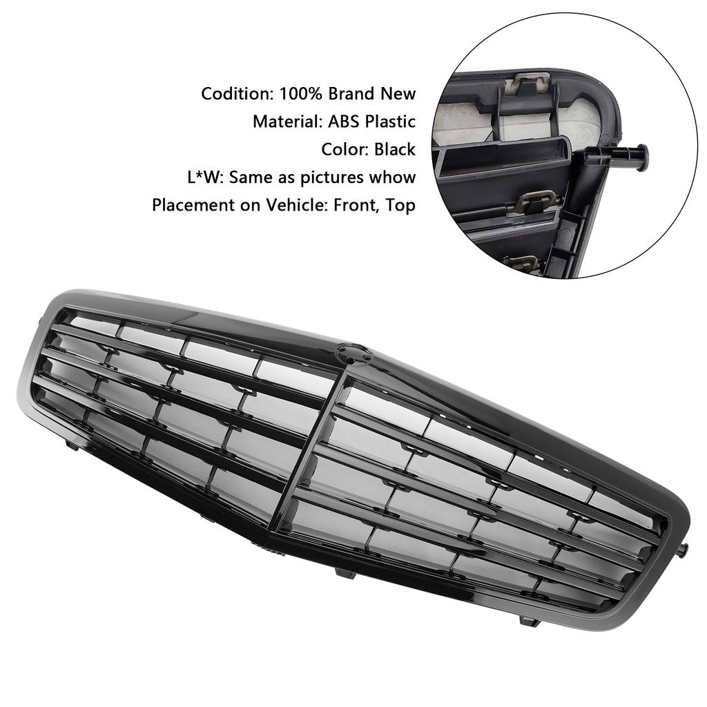 Black Front Grille Grill Fit for Mercedes-Benz E Class W212 E350 E550 2010 2011 2012 2013