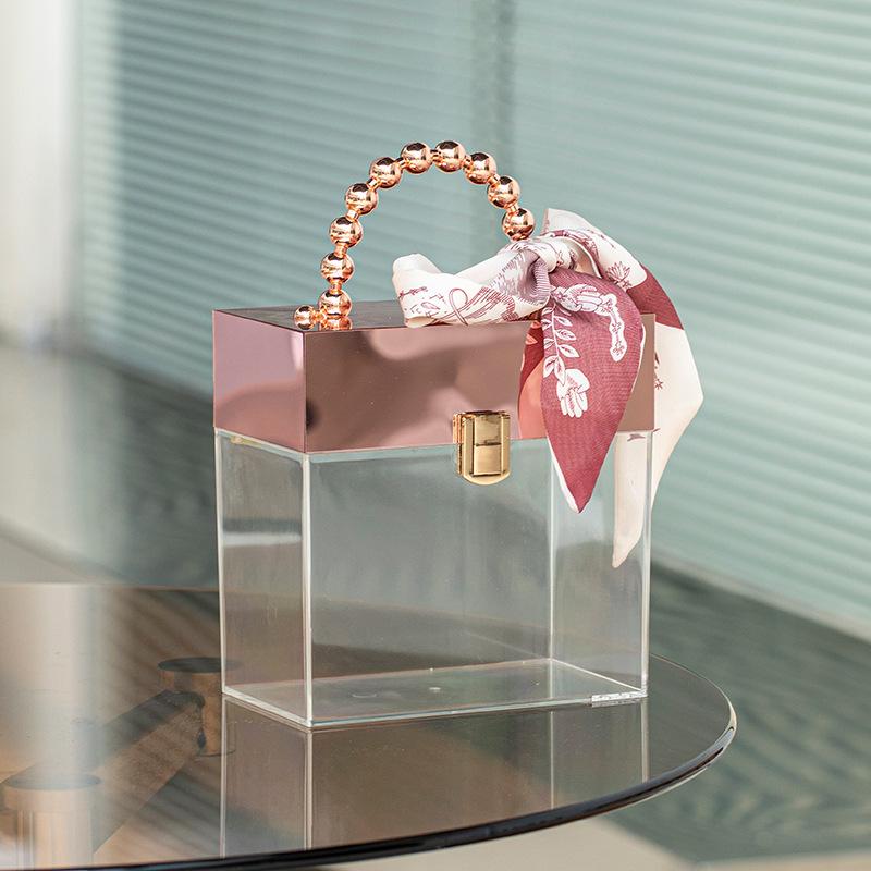 Transparent Acrylic Gift Box Wedding Candy Box Acrylic Box Portable Storage Box With Handle for Christmas Party Gift Box 17x10x16cm