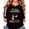 YOU CAN ALL COME OUT AGAIN, I JUST HAD MY COFFEE. Fun Coffee Black Cat Printed Women'S Short-Sleeve Round Neck Casual T-Shirt